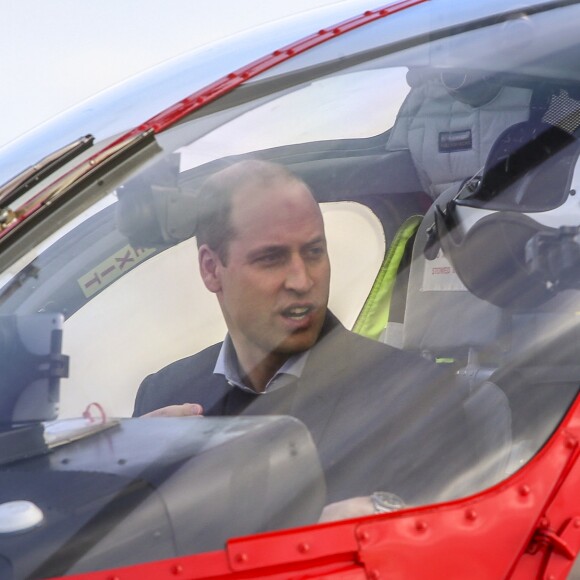 Le prince William, duc de Cambridge, est arrivé en hélicoptère à l'Hôpital royal de Londres le 9 janvier 2019 pour y célébrer les 30 ans de l'association London Air Ambulance.