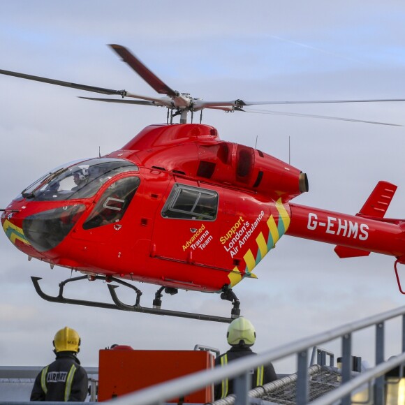 Le prince William, duc de Cambridge, est arrivé en hélicoptère à l'Hôpital royal de Londres le 9 janvier 2019 pour y célébrer les 30 ans de l'association London Air Ambulance.