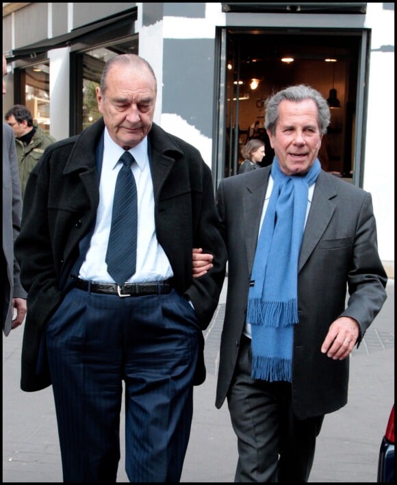 Archive - Jacques Chirac et Jean-Louis Debré sortent du bureau de l'ancien président à Paris en mars 2011