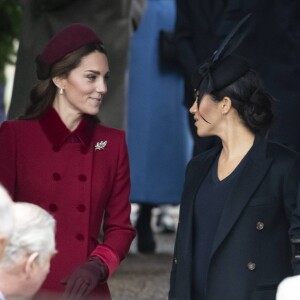 Kate Middleton, duchesse de Cambridge, Meghan Markle, duchesse de Sussex - La famille royale assiste à la messe de Noël à Sandringham le 25 décembre 2018.