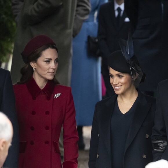 Kate Middleton, duchesse de Cambridge, Meghan Markle, duchesse de Sussex - La famille royale assiste à la messe de Noël à Sandringham le 25 décembre 2018.