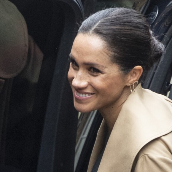 Meghan Markle, duchesse de Sussex, enceinte, en visite chez Smart Works, à Londres le 10 janvier 2019.