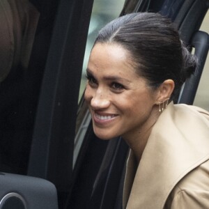 Meghan Markle, duchesse de Sussex, enceinte, en visite chez Smart Works, à Londres le 10 janvier 2019.