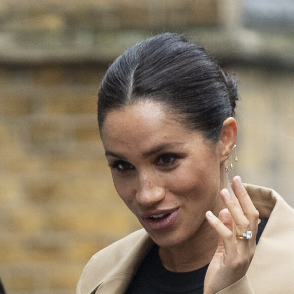 Meghan Markle, duchesse de Sussex, enceinte, en visite chez Smart Works, à Londres le 10 janvier 2019.