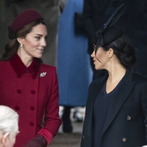 Kate Middleton, duchesse de Cambridge, Meghan Markle, duchesse de Sussex - La famille royale assiste à la messe de Noël à Sandringham le 25 décembre 2018.