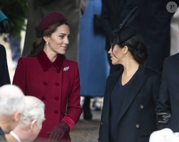 Kate Middleton, duchesse de Cambridge, Meghan Markle, duchesse de Sussex - La famille royale assiste à la messe de Noël à Sandringham le 25 décembre 2018.