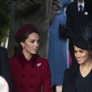 Kate Middleton, duchesse de Cambridge, Meghan Markle, duchesse de Sussex - La famille royale assiste à la messe de Noël à Sandringham le 25 décembre 2018.