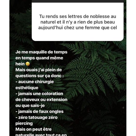 Agathe Auproux s'exprime sur la chirurgie esthétique et le naturel sur Instagram le 13 janvier 2019.