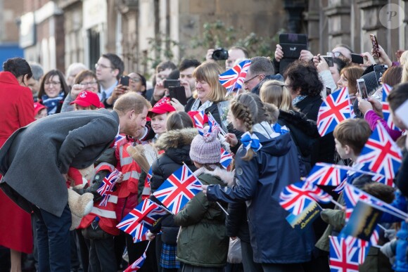 Le prince Harry et Meghan Markle lors d'une visite à Birkenhead le 14 janvier 2019.