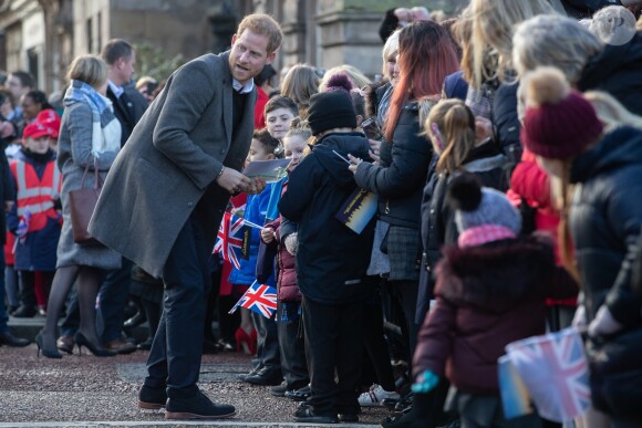 Le prince Harry et Meghan Markle lors d'une visite à Birkenhead le 14 janvier 2019.