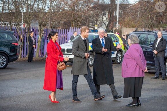 Le prince Harry et Meghan Markle lors d'une visite à Birkenhead le 14 janvier 2019.