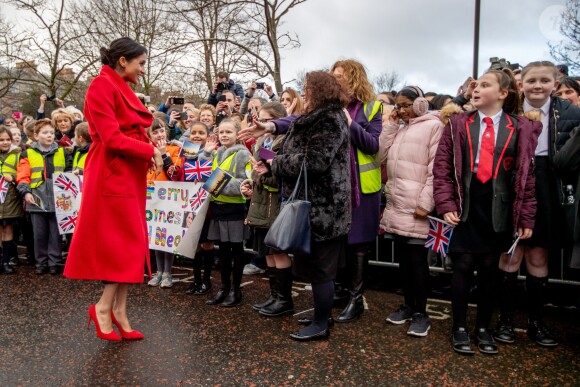 Le prince Harry et Meghan Markle lors d'une visite à Birkenhead le 14 janvier 2019.