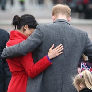 Le prince Harry et Meghan Markle lors d'une visite à Birkenhead le 14 janvier 2019.