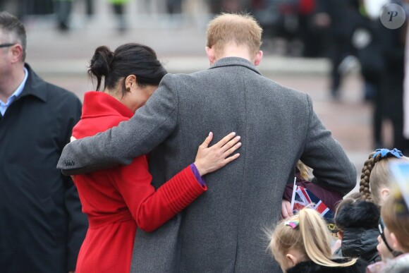Le prince Harry et Meghan Markle lors d'une visite à Birkenhead le 14 janvier 2019.