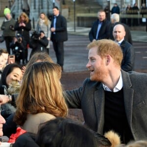 Le prince Harry et Meghan Markle lors d'une visite à Birkenhead le 14 janvier 2019.