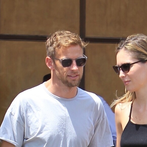 Exclusif - Jenson Button et sa fiancée Brittny Ward sont allés diner en amoureux à Beverly Hills, le 10 juillet 2018