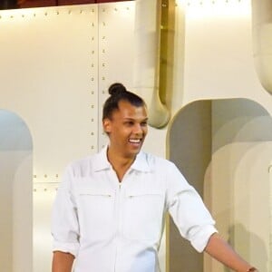 Stromae et sa femme Coralie Barbier, enceinte - Défilé Mosaert au Bon Marché, à Paris le 6 avril 2018.