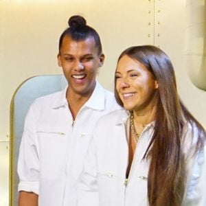 Stromae et sa femme Coralie Barbier, enceinte - Défilé Mosaert au Bon Marché, à Paris le 6 avril 2018.