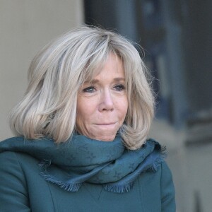 Brigitte Macron en compagnie du Premier ministre du Québec François Legault et sa femme Isabelle Brais après un entretien au palais de l'Elysée à Paris le 21 janvier 2019. © Giancarlo Gorassini / Bestimage