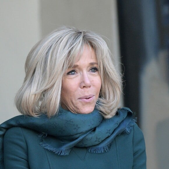 Brigitte Macron en compagnie du Premier ministre du Québec François Legault et sa femme Isabelle Brais après un entretien au palais de l'Elysée à Paris le 21 janvier 2019. © Giancarlo Gorassini / Bestimage