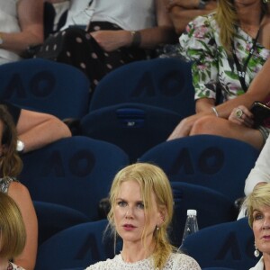 Nicole Kidman et son mari Keith Urban lors de la demi-finale femmes de l'Open d'Australie à Melbourne, le 24 janvier 2019.