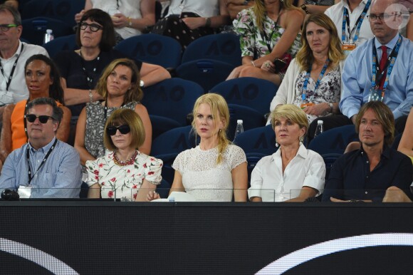 Nicole Kidman et son mari Keith Urban lors de la demi-finale femmes de l'Open d'Australie à Melbourne, le 24 janvier 2019.