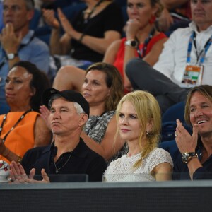 Nicole Kidman et son mari Keith Urban lors de la demi-finale femmes de l'Open d'Australie à Melbourne, le 24 janvier 2019.