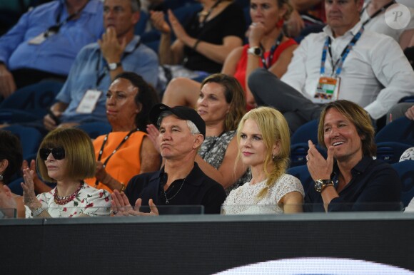 Nicole Kidman et son mari Keith Urban lors de la demi-finale femmes de l'Open d'Australie à Melbourne, le 24 janvier 2019.