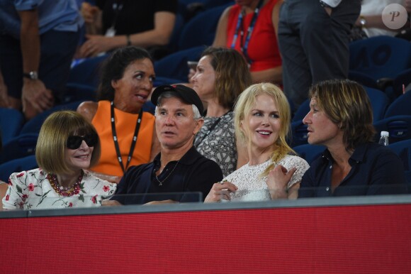Nicole Kidman et son mari Keith Urban lors de la demi-finale femmes de l'Open d'Australie à Melbourne, le 24 janvier 2019.
