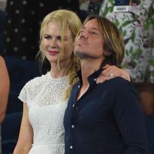 Nicole Kidman et son mari Keith Urban lors de la demi-finale femmes de l'Open d'Australie à Melbourne, le 24 janvier 2019.