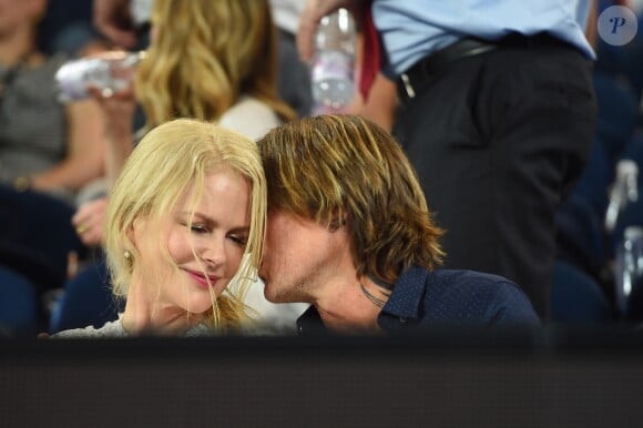 Nicole Kidman et son mari Keith Urban lors de la demi-finale femmes de l'Open d'Australie à Melbourne, le 24 janvier 2019.