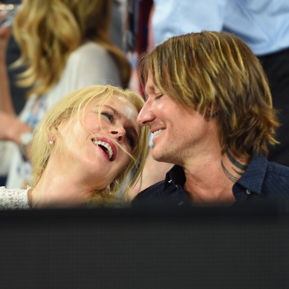 Nicole Kidman et son mari Keith Urban lors de la demi-finale femmes de l'Open d'Australie à Melbourne, le 24 janvier 2019.