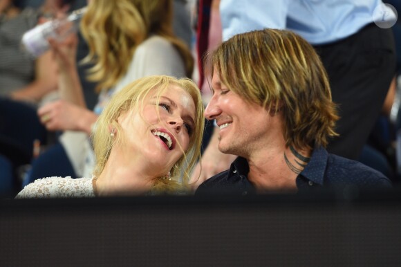 Nicole Kidman et son mari Keith Urban lors de la demi-finale femmes de l'Open d'Australie à Melbourne, le 24 janvier 2019.