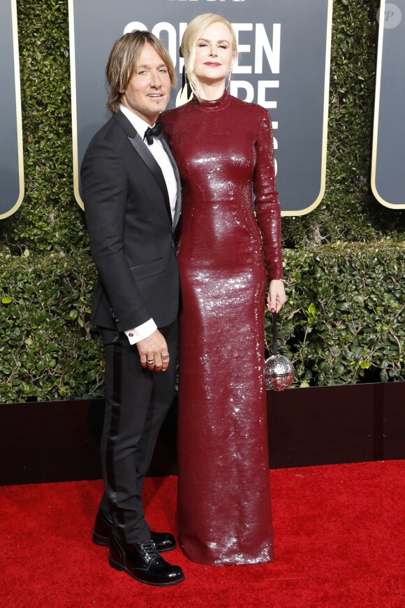 Keith Urban, Nicole Kidman au photocall de la 76ème cérémonie annuelle des Golden Globe Awards au Beverly Hilton Hotel à Los Angeles, Californie, Etats-Unis, le 6 janver 2019.
