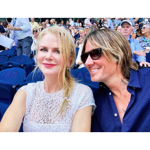 Nicole Kidman et son mari Keith Urban à l'Open d'Australie le 24 janvier 2019.