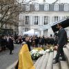 Sorties des obsèques de Michel Legrand en la cathédrale orthodoxe Saint-Alexandre-Nevsky à Paris le 1er février 2019.