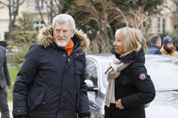 Patrick Prejean et sa femme Viviane - Arrivées au théâtre Marigny pour l'hommage à Michel Legrand à Paris le 1er février 2019.