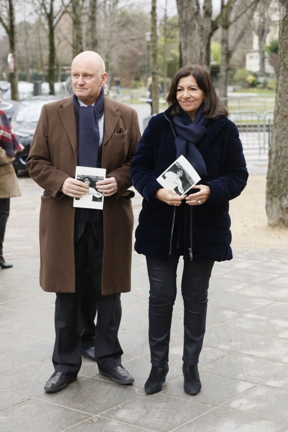 Christophe Girard, adjoint à la culture (mairie de Paris), Anne Hidalgo, maire de Paris - Arrivées au théâtre Marigny pour l'hommage à Michel Legrand à Paris le 1er février 2019.