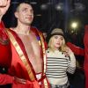 Hayden Panettiere et son compagnon Wladimir Klitschko - Tyson Fury, le nouveau champion du monde de boxe WBA-IBF-WBO des poids lourds, après avoir fait tomber l'Ukrainien Wladimir Klitschko à Dusseldorf le 28 novembre 2015.