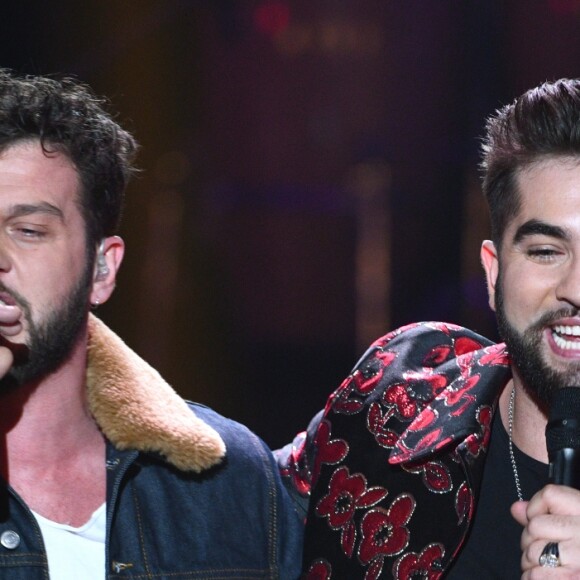 Claudio Capeo et Kendji Girac - Enregistrement de l'émission "Les années bonheur" présentée par P.Sébastien, diffusée le 16 février sur France 2. Le 5 février 2019 © Giancarlo Gorassini / Bestimage
