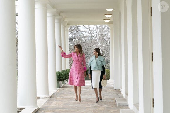 La First Lady Melania Trump et la femme du président colombien Maria Juliana Ruiz Sandoval à la Maison Blanche le 13 Février 2019.