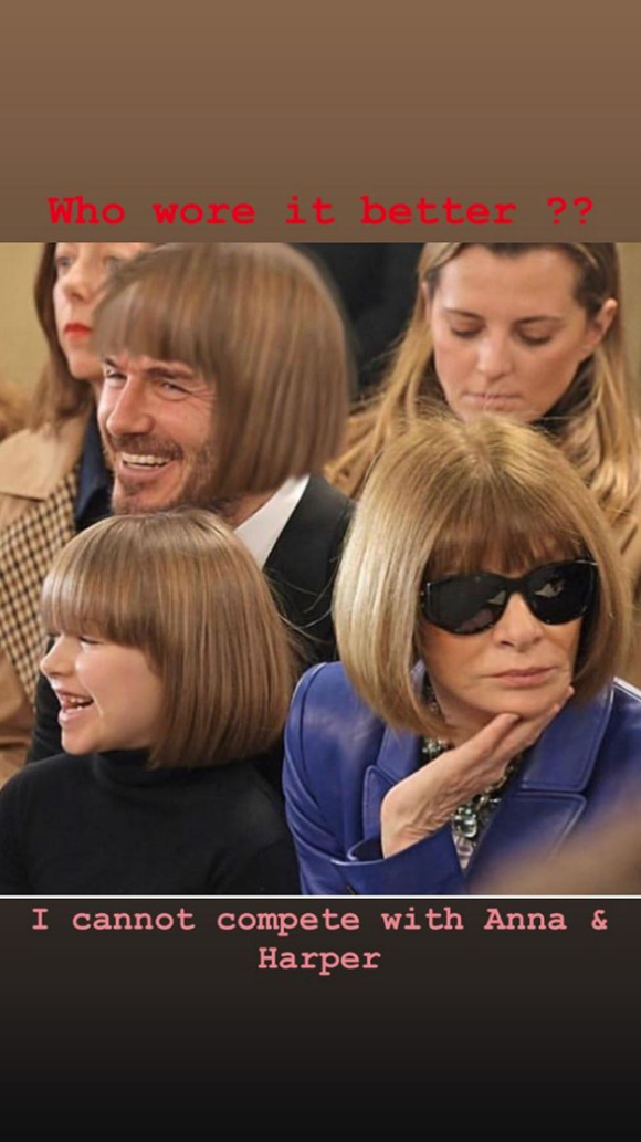 David Beckham, ses fils et sa fille Harper au défilé Victoria Beckham à Londres, le 17 février 2019.