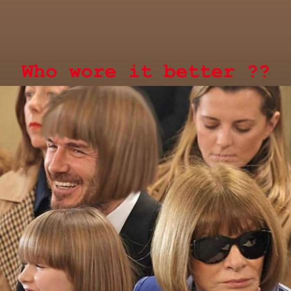 David Beckham, ses fils et sa fille Harper au défilé Victoria Beckham à Londres, le 17 février 2019.