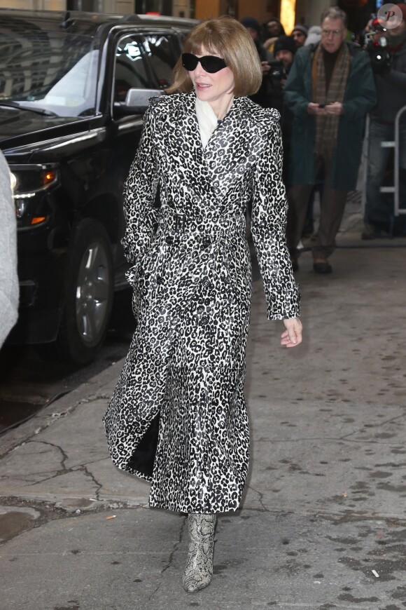 Anna Wintour à la sortie du défilé Michael Kors "Collection Prêt-à-Porter Automne/Hiver 2019" lors de la Fashion Week de New York (NYFW), le 13 février 2019.