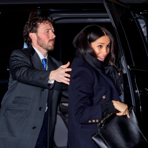 Meghan Markle, duchesse de Sussex, enceinte, arrive pour dîner avec son ami Markus Anderson au restaurant The Polo Bar dans le quartier de Upper East Side à New York City, New York, Etats-Unis, le 19 février 2019.