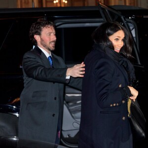 Meghan Markle, duchesse de Sussex, enceinte, arrive pour dîner avec son ami Markus Anderson au restaurant The Polo Bar dans le quartier de Upper East Side à New York City, New York, Etats-Unis, le 19 février 2019.