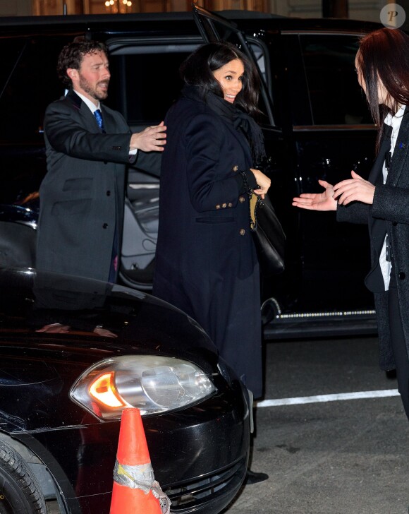 Meghan Markle, duchesse de Sussex, enceinte, arrive pour dîner avec son ami Markus Anderson au restaurant The Polo Bar dans le quartier de Upper East Side à New York City, New York, Etats-Unis, le 19 février 2019.