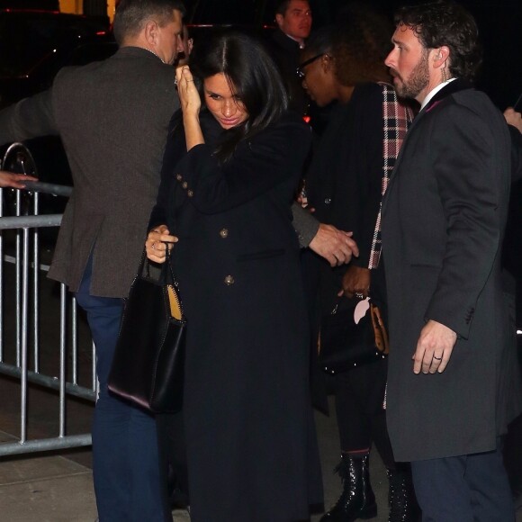 Meghan Markle, duchesse de Sussex, enceinte, arrive pour dîner avec son ami Markus Anderson au restaurant The Polo Bar dans le quartier de Upper East Side à New York City, New York, Etats-Unis, le 19 février 2019.