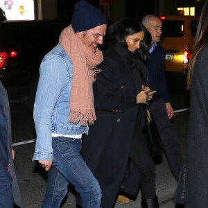 Meghan Markle, duchesse de Sussex, enceinte, arrive pour dîner avec son ami Markus Anderson au restaurant The Polo Bar dans le quartier de Upper East Side à New York City, New York, Etats-Unis, le 19 février 2019.