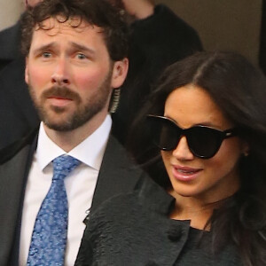 Meghan Markle, duchesse de Sussex, enceinte, sort de son hôtel à New York le 19 février 2019.